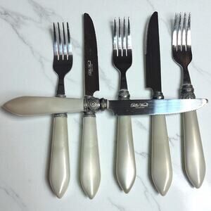 Pioneer Woman Cowgirl Lace pearl gray 3 pc set Flatware 3 forks 3 knives ONLY DC